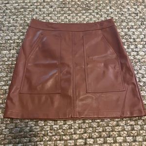 LOFT Faux Leather Mini Skirt in Brown